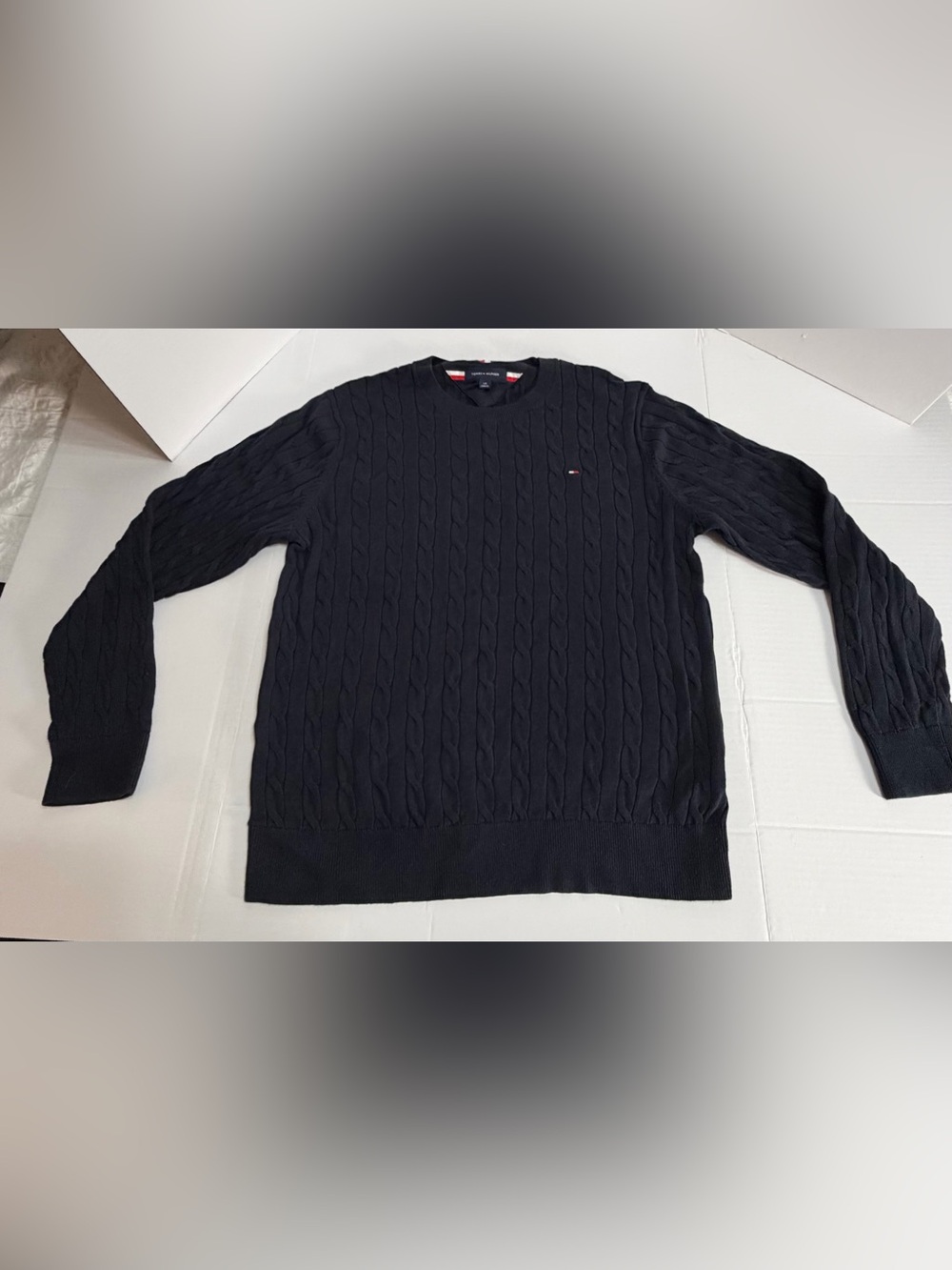 Tommy Hilfiger Men's Navy Blue Cable Knit Sweater